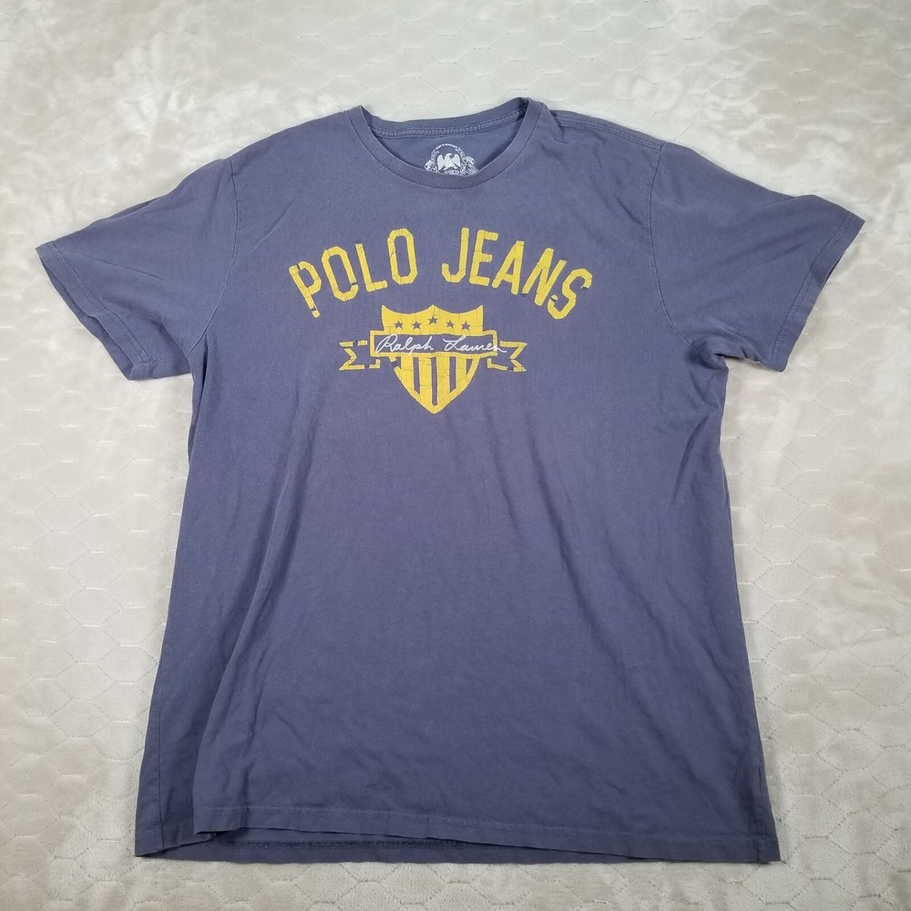 Polo‎ Jeans Company Shirt Mens XL Blue Short Sleeve y2k See Pics